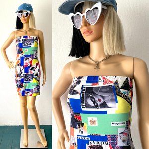 Colorful Minidress | Graphic Bodycon Dress | Unique Dress | Festival Dress | S M